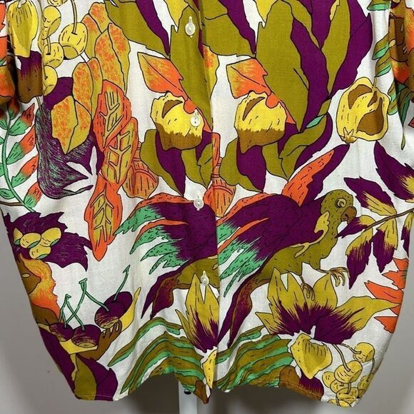 DANIEL HECHTER Unisex Tropical Short Sleeve Button Down Shirt White Size Large - Picture 4 of 14